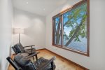 Giant picture window in sitting area. 